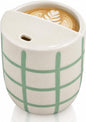 Ceramic Coffee Mug with Sip Hole 10 oz Novelty Checkered Coffee Cup Retro Hand by Ferrochef