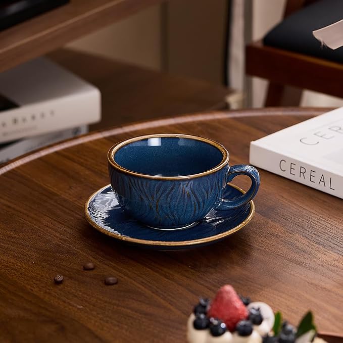 Coffeezone Vintage Design 12 oz Ceramic Latte Art Cappuccino Barista Cup - Image 2