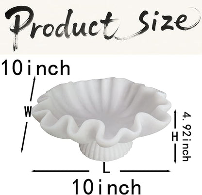 10" Large Decorative Bowl decor - milky white Scalloped Decorative Bowls for Home Decor - Organic Fluted Modern Home Decor,Ruffle Decor key bowl,bowl for keys