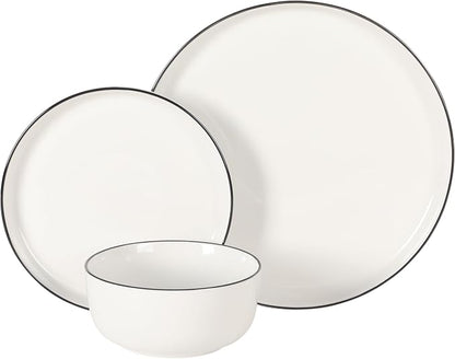 Gibson Home Oslo 12-Piece Porcelain Dinnerware Set – Dinner Plates, Salad - Image 7