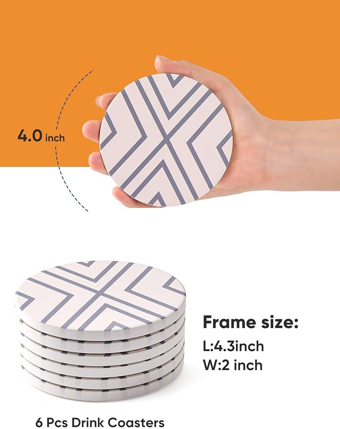 LIFVER Coasters for Drinks, Absorbent Coaster Set of 6 - Image 2