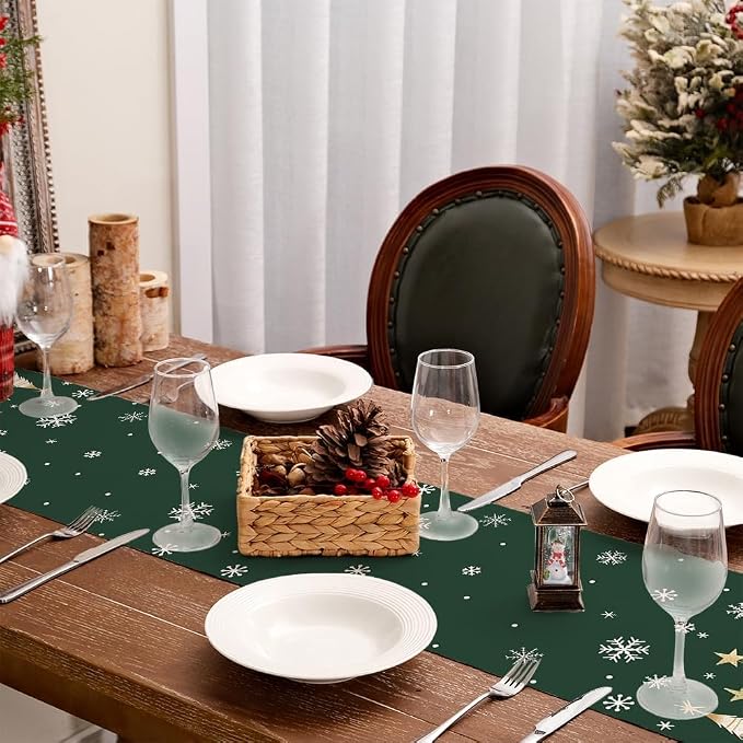 Christmas Table Runner 13x60 Inch, Xmas Trees Snowflakes Holiday Decorative - Image 8
