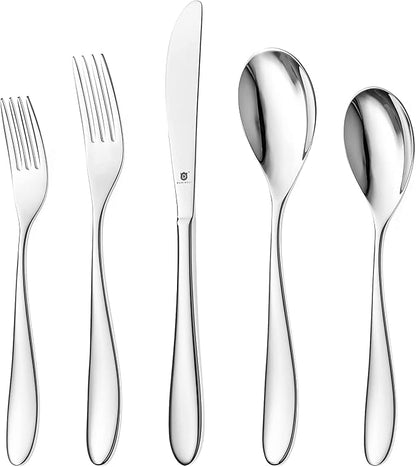Silverware Set for 16 | 18/10 Stainless Steel Flatware Set | Mirror Finish by DANIALLI