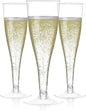 Prestee Set of 200 Plastic Champagne Flutes - Clear Champagne Glasses for Parties, Weddings, Events - 4.5 oz Disposable Drinkware - Elegant Stemware for Toasts Cocktails Mimosas