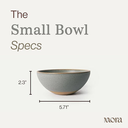 MORA Small Bowls Set of 4, 16oz Ceramic Pottery Dessert Bowls - Microwave, Oven and Dishwasher Safe - Peppercorn
