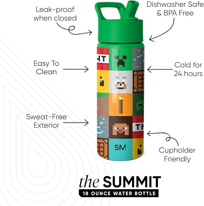 Simple Modern Minecraft Kids Water Bottle & Toddler Cup | 18oz | Insulated - Image 2