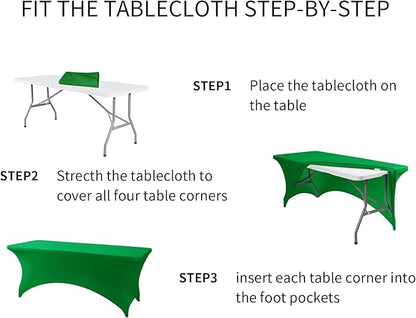 Fokitut 6 Pack Spandex Table Cover for 6FT Table Universal Fitted Stretch Tablecloth for Party, Banquet, Wedding and Events-Emerald