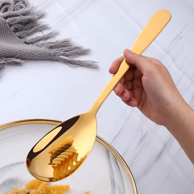 12 Inches Salad Spoon and Fork Sets，Stainless Steel Salad Server Sets, Cooking - Image 4