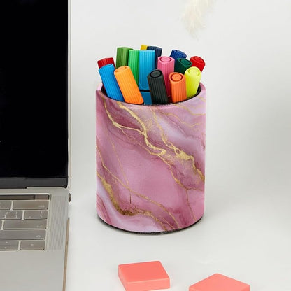 Pink Gold Marble Leather Pen Holder - Image 5