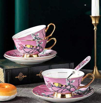 Bone China Cup& Saucer Set, 6.8oz- Birds& Trees - Image 7