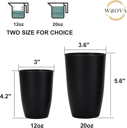 Wrova Wheat Straw Cups 8 PCS Good Alternative to Plastic Reusable Cups 12 oz - Image 3