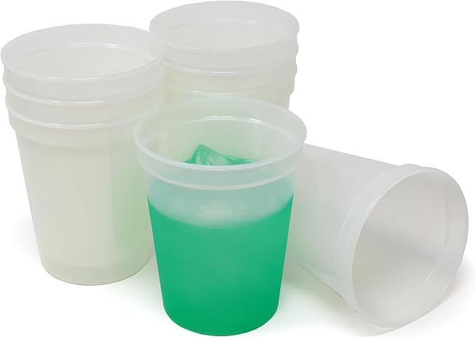 Rolling Sands 16 oz. Reusable Plastic Stadium Cups, 8 Pack, Made in USA by RollingSands