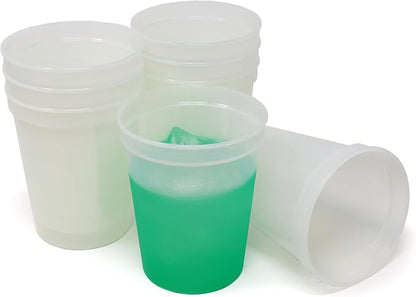 Rolling Sands 16 oz. Reusable Plastic Stadium Cups, 8 Pack, Made in USA by RollingSands
