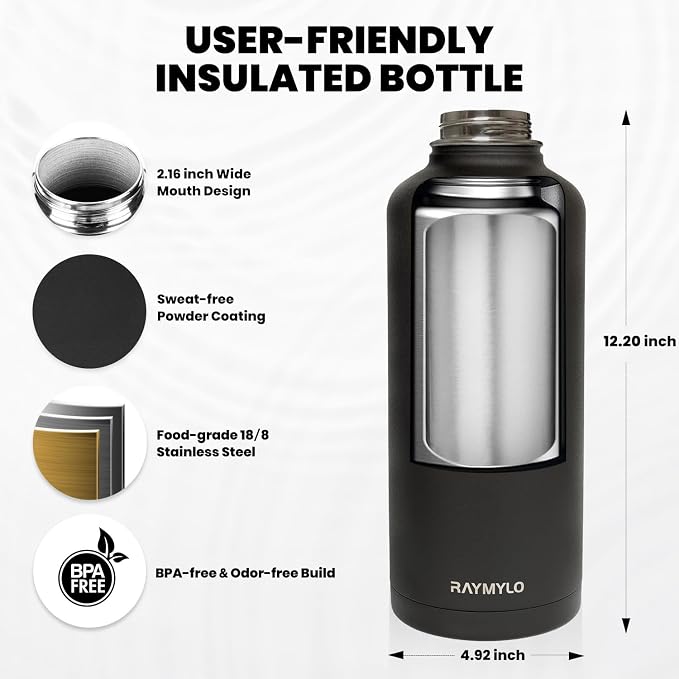 RAYMYLO Insulated Water Bottle 87 oz, Triple Wall Vacuum Stainless Steel | - Image 5