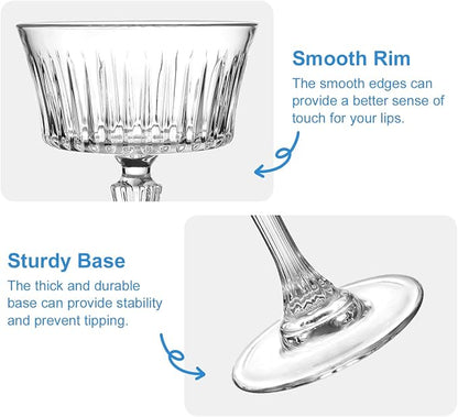 Coupe Glasses Set of 4, 8oz Vintage Coupe Martini Glass, Crystal Cocktail - Image 5