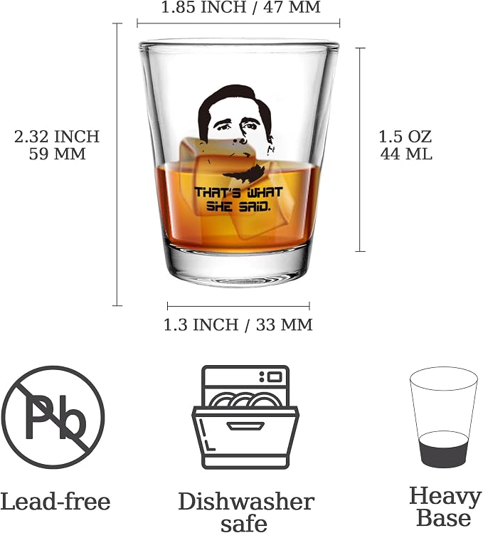 6 PCS The Office Merchandise Shot Glasses Set, 1.5 oz The Office Merch Clear - Image 3