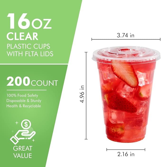 FOCUSLINE 200 PACK 16oz Clear Plastic Cups - Image 2