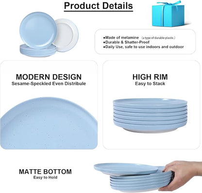 Webbylee Melamine Dessert Plates Set of 6-7.5" Serving Durable Dishes Perfect - Image 3