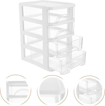 VILLCASE Type Tabletop Organizer with Transparent Dustproof Design White Storage Box for Stationery Cosmetics and Supplies Space-saving Desktop Storage for Office and Study Rooms