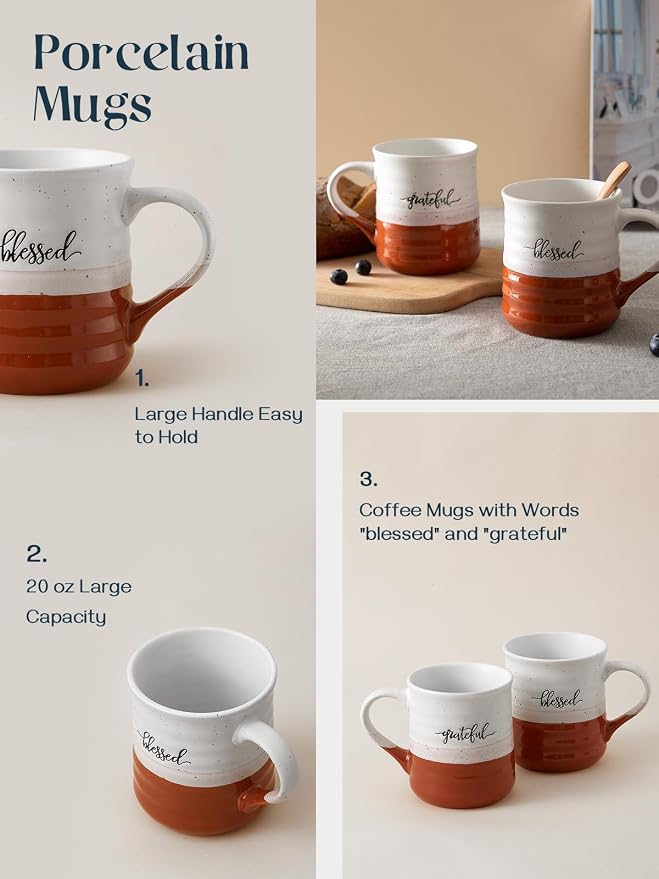 DOWAN 18 oz Large Coffee Mugs, Ceramic Mug Set - Image 6