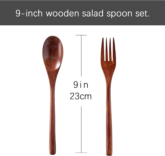 Glass Salad Bowl Set, 9″ Medium Salad Servers - Image 4