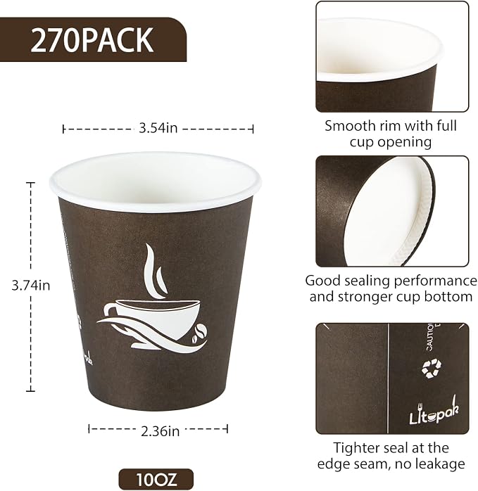 LITOPAK 270 Pack 10 oz Paper Cups, and Events - Image 2