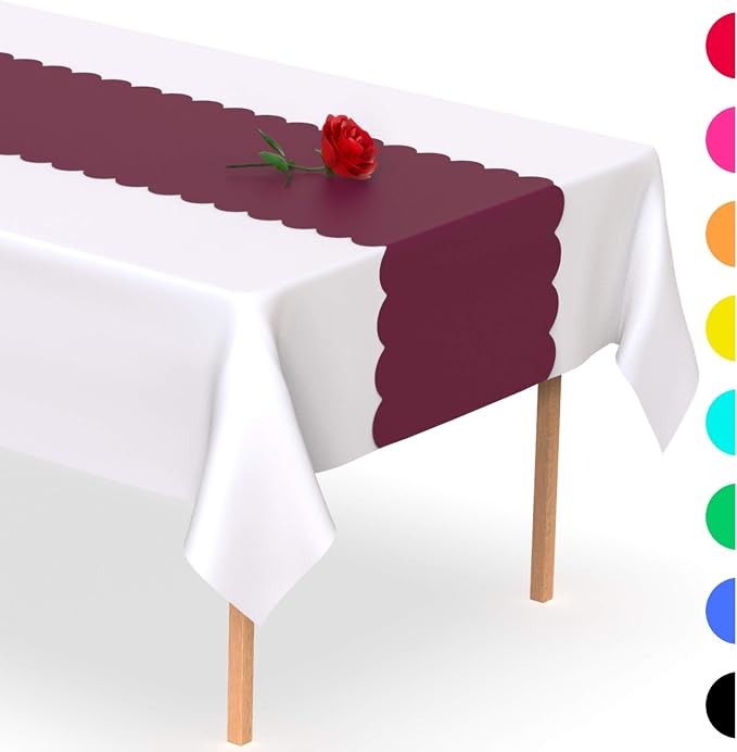 Burgundy Scallop Table Runner, Disposable Plastic, 5 Pack - Image 7