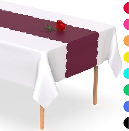 Burgundy Scallop Table Runner, Disposable Plastic, 5 Pack - Image 7