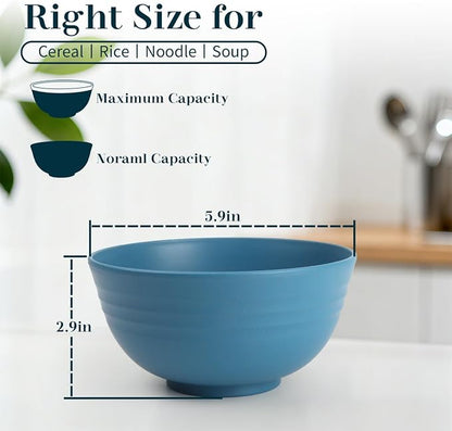 Wheat Straw Bowls Set of 8, Unbreakable Cereal Bowl 26 OZ, Microwave and - Image 2