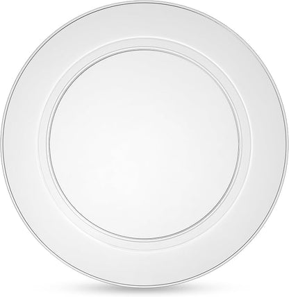 Munfix 100 Clear Plastic Plates Set, 50 Pcs 10 Inch Plastic Dinner Plates and 50 Pcs 7 Inch Plastic Dessert Plates, Elegant Fancy Heavy Duty Disposable Plates for Party, Wedding, Clear