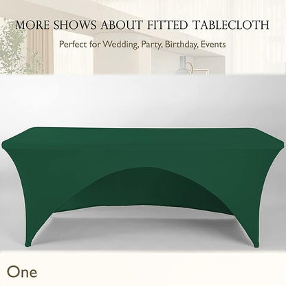 Spandex Table Cover 4 ft. Fitted Polyester Tablecloth Stretch Table Cover Table Topper Open Back - Emerald Green