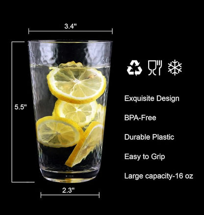 fulong 16 oz Plastic Highball Drinking Glasses, Unbreakable Plastic Cups - Image 2