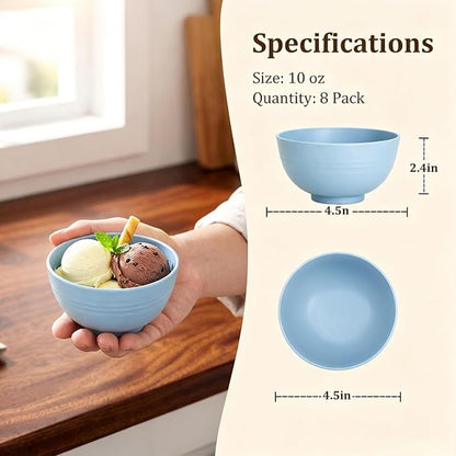 PYRMONT Small Bowls 10 Oz Wheat Straw Bowls Set of 8 Unbreakable Bowls - Image 2