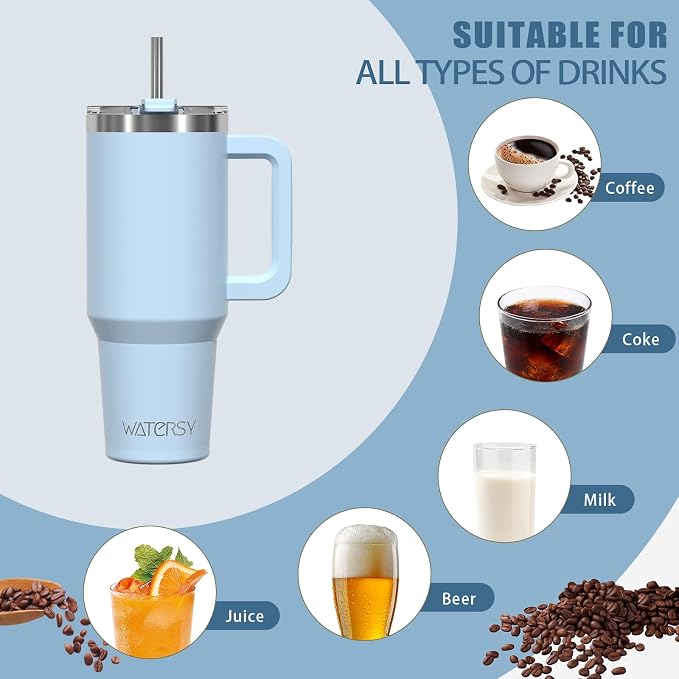 20 oz Tumbler with Handle, Tumbler with Lid and Straw, Double Wall Insulated - Image 6