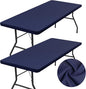 homing 2 Pack Rectangle Table Cloth, Elastic Fitted Fabric Tablecloth Fits for 4 Foot Folding Tables, Washable Table Cover for Picnic, Camping, Indoor & Outdoor (Navy Blue, 30" x 48")