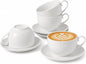 Porcelain Cappuccino Cups with Saucers, 4-Piece Coffee Cup Set | Glossy by Unknown