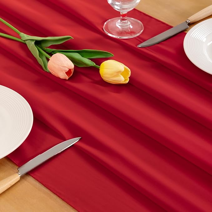 Red Chiffon Table Runner Summer Boho Wedding Birthday Party Decor | 10ft 29x120 - Image 5