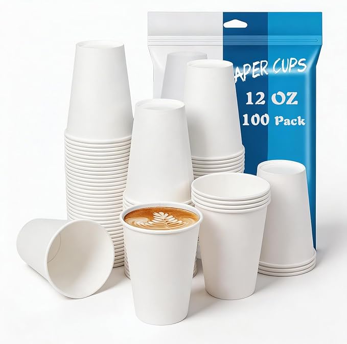 MOUMOULIFE 12 oz Disposable Paper Coffee Cups, To Go & Daily Use by moumoulife