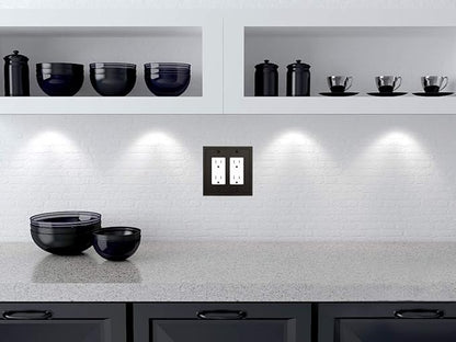 Modern Edge Decorative Wall Plate Switch Plate Outlet Cover, Durable Solid Zinc Alloy (Double Decorator, Matte Black)