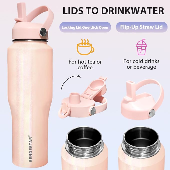 SENDESTAR 40oz Stainless Steel Water Bottle, Double Wall Vacuum Insulated Bottle - Image 5