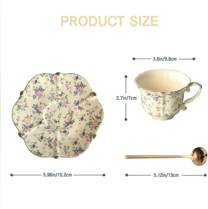 Vintage Floral Porcelain Tea Cup and Saucer Set - Image 2