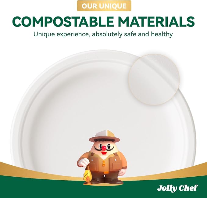 Compostable Heavy Duty Plates   Eco-Friendly Disposable White Paper - Image 7