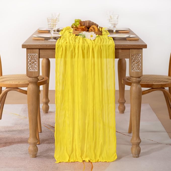 2 Pack Yellow Cheesecloth Table Runner 10ft Rustic Gauze Centerpiece | - Image 3