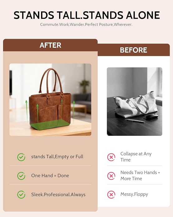 Laptop Tote Bag for Women, Leather Work Tote - Image 7