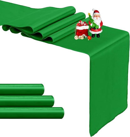 4-Pack Emerald Green Satin Table Runner 12 x 108 Inch Long Bright and Smooth by Pufogu