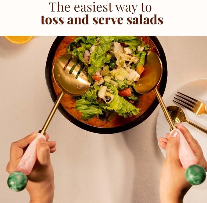 Folkulture Resin Metal Salad Servers, Salad Hands, Fruit - Image 3
