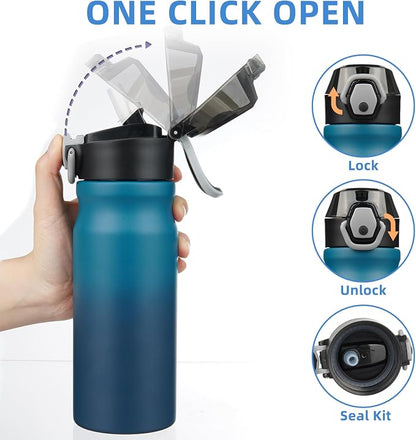 BJPKPK 18 oz Water Bottle with Straw & Handle, Insulated Stainless Flask | Leak - Image 3