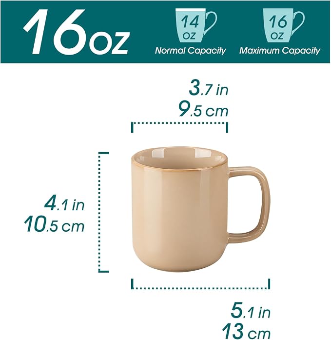 vancasso 16 oz Coffee Mugs Set of 6, Large Ceramic Mug - Image 2