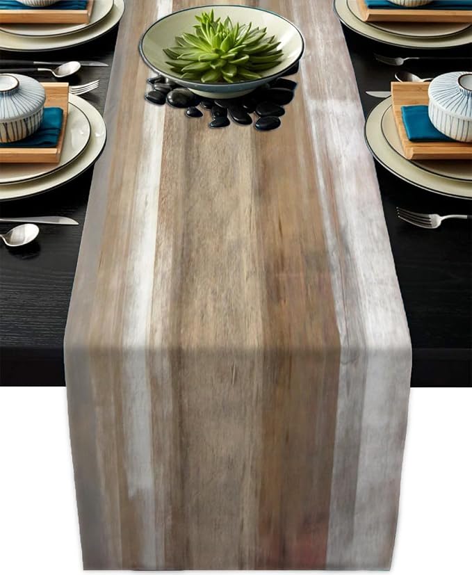 Brown Grey Table Runners Modern Art Farmhouse Linen Table Runners Dresser by AILUER
