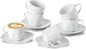 6.5 Ounce Porcelain Espresso Cups and Saucers Set of 6, Ceramic Cappuccino by fMBB